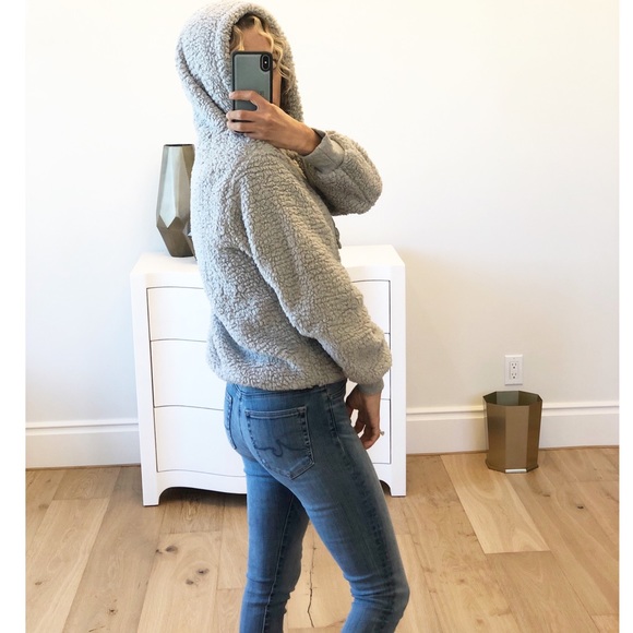 TAOS Gray Sherpa Pullover Hoodie - Picture 5 of 8